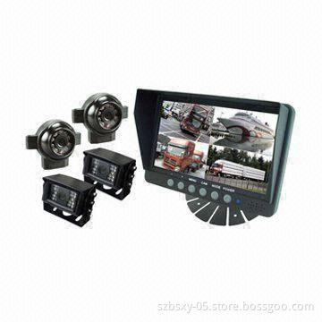 Rear-view System with 7-inch Quad Screen/4 Cameras, Ideal for Trucks, Heavy-duty Equipment and Bus